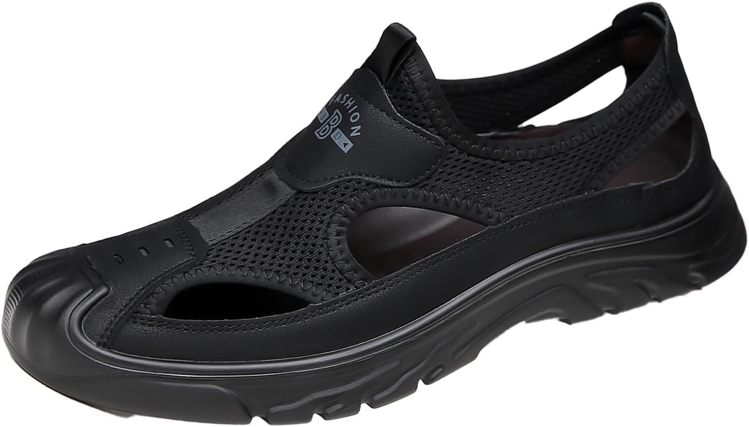 

Мужские повседневные сандалии с закрытым носком и вырезами для пляжа, дышащие с сеткой, с легким надеванием, для походов и прогулок по воде, легкая летняя обувь для активного отдыха на улице Etoryoox, черный