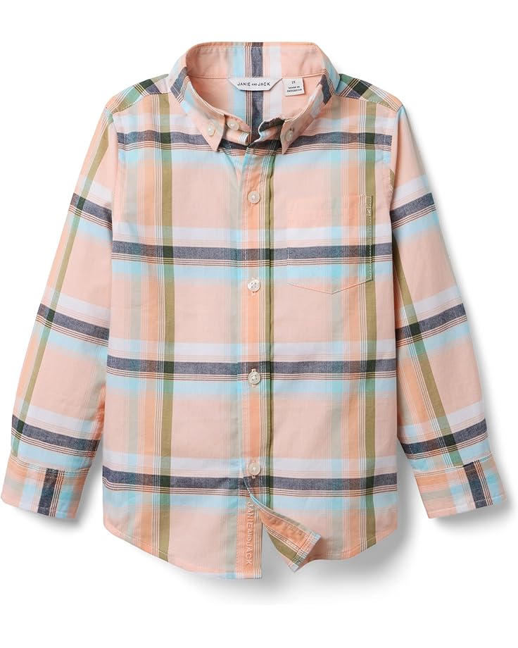 

Рубашка Janie and Jack Madras Plaid Button-Down Shirt, цвет Multicolor