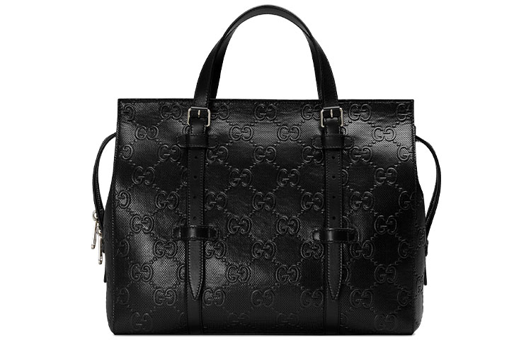 

GUCCI Кожаная сумка-шоппер, сумка через плечо, мужская, черная