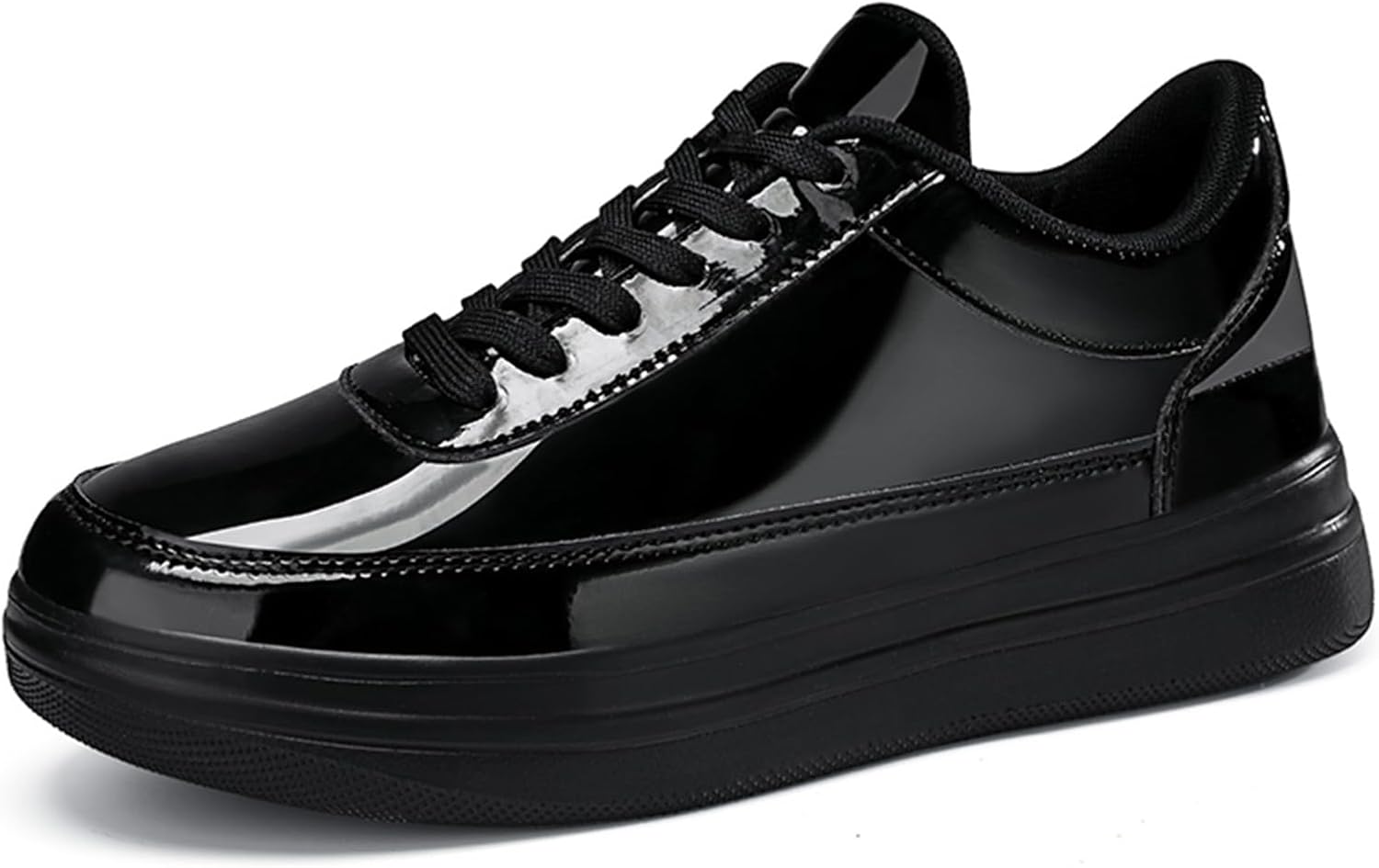 

Мужские модные кроссовки GSIGUL, повседневная обувь для ходьбы, спортивные кеды из лакированной кожи для мужчин, черный