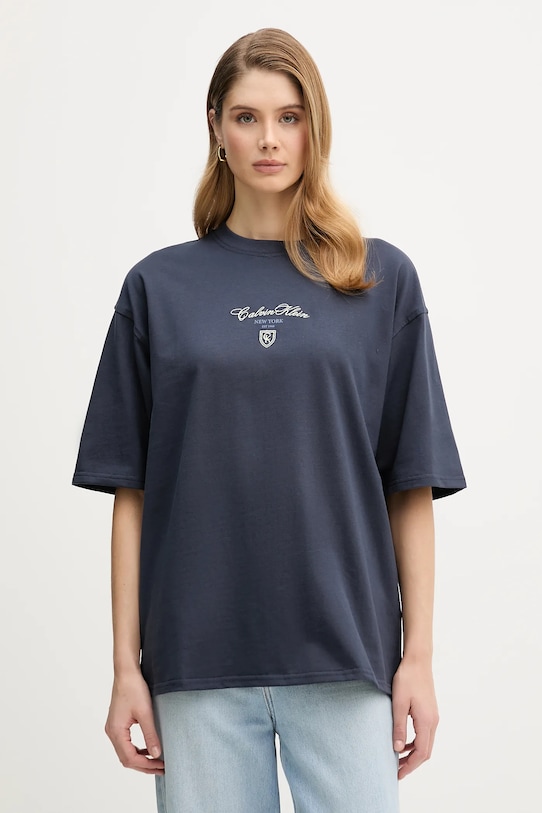 

Хлопковая футболка Calvin Klein Jeans, темно-синий