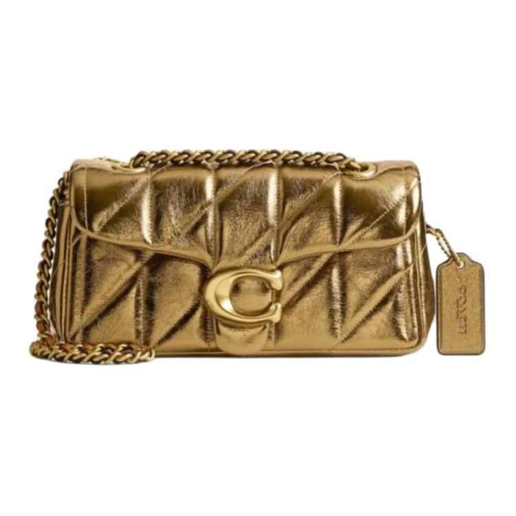 

COACH Таби овчинная маленькая женская сумка через плечо золотая