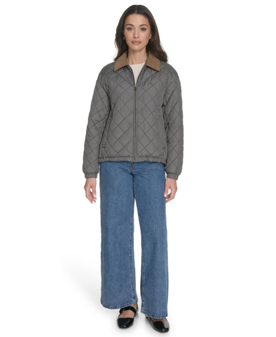 Женская стеганая куртка стандартного размера с ромбовидным узором Levi's, Black/White Gingham — фото 4
