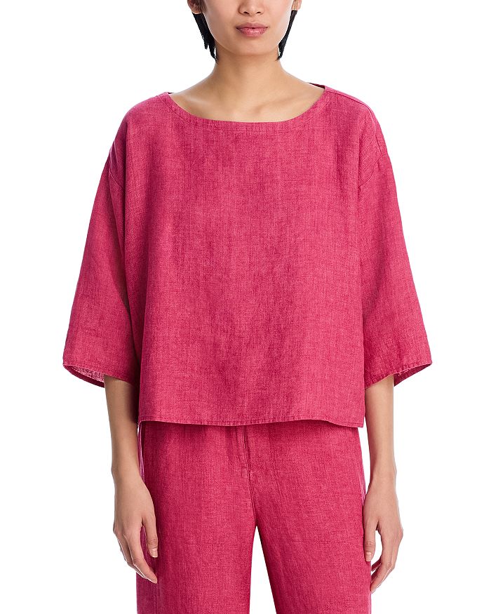 

Льняная туника с лодочкой Eileen Fisher, розовый
