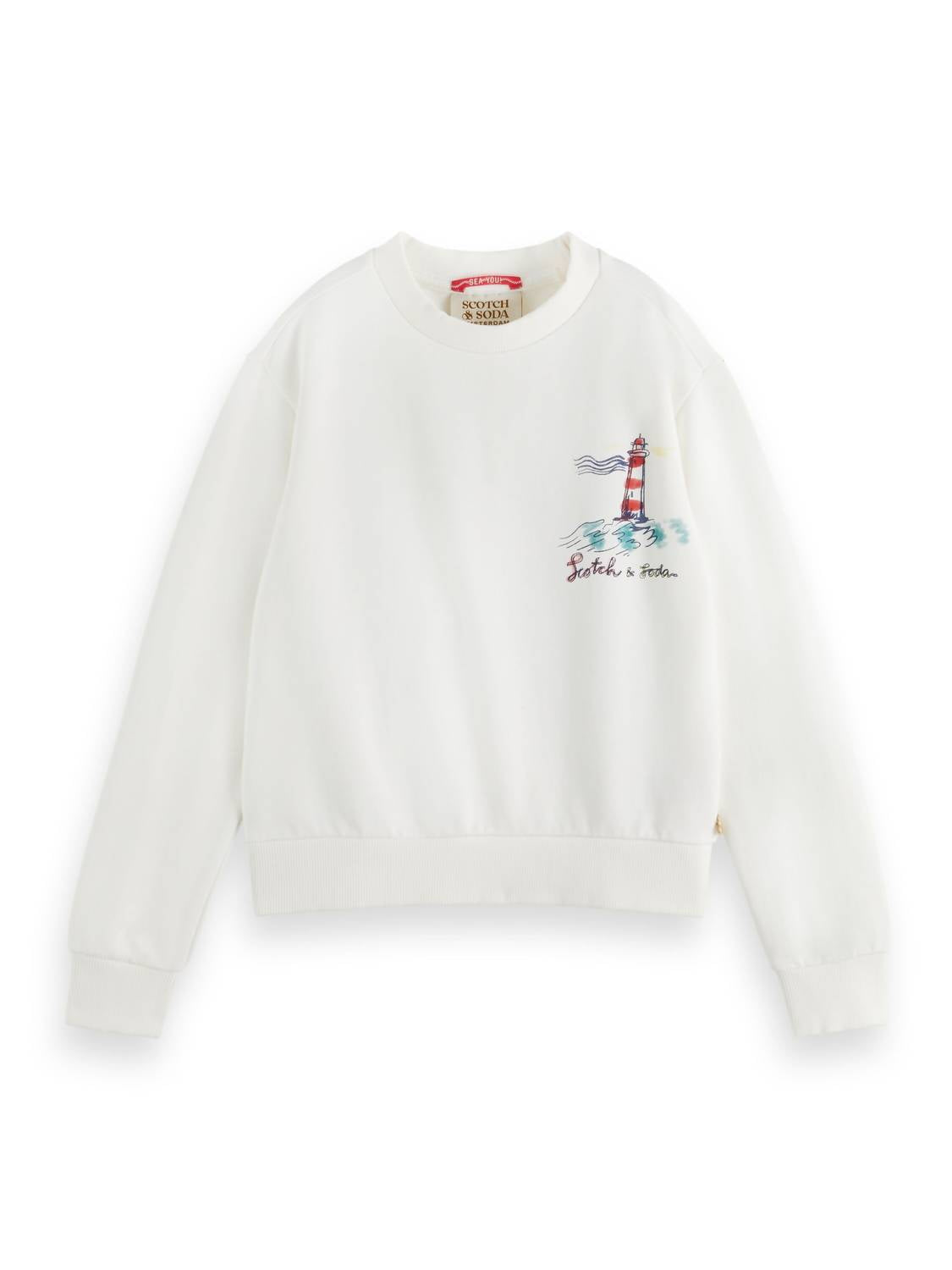 

Детская толстовка с принтом, классический крой, цвет слоновая кость SCOTCH & SODA