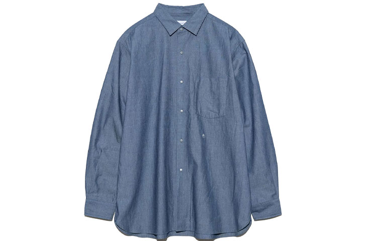 

Рубашка из шамбре с классическим воротником Nanamica, индиго