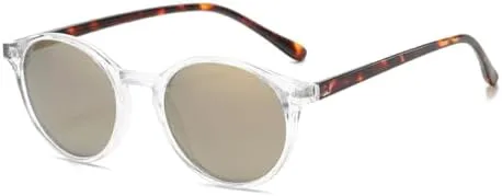 

Зеленые и синие поляризованные солнцезащитные очки в стиле ретро для женщин, модные мужские круглые солнцезащитные очки для menuv400 унисекс MTZJH, Clear With Brown