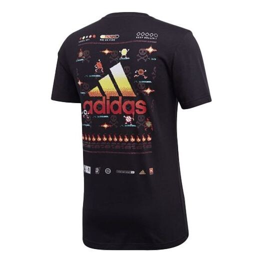 

Футболка 8-bit platform back printing sports round neck short sleeve black Adidas, черный