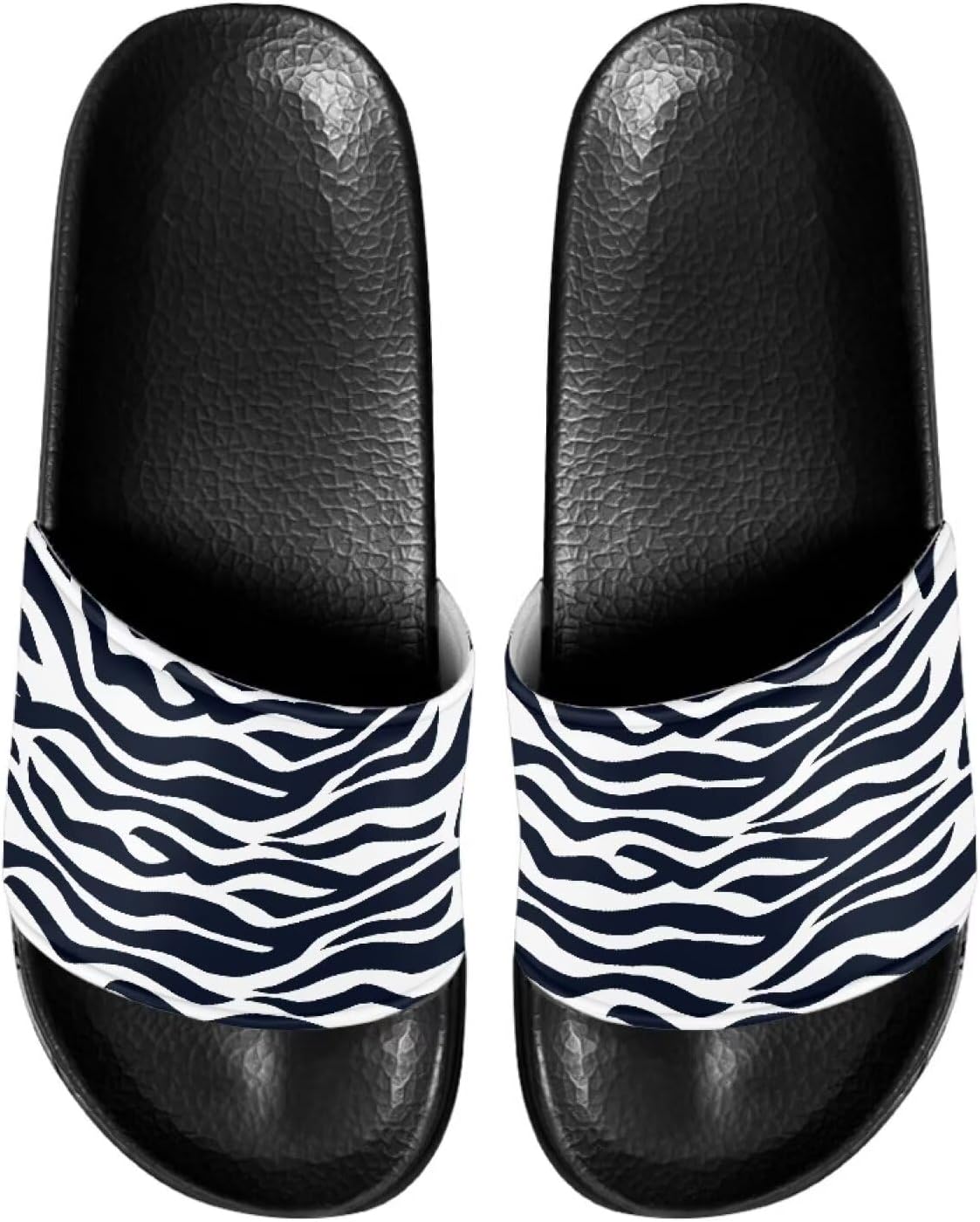 

Женские и мужские модные шлепанцы Binienty, нескользящие летние тапочки для ванной, дома, бассейна и пляжа, Zebra Stripes