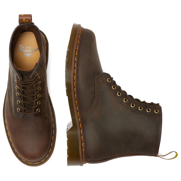 Мужские ботинки Dr. Martens 1460 кожаные с контрастной строчкой, коричневый — фото 4