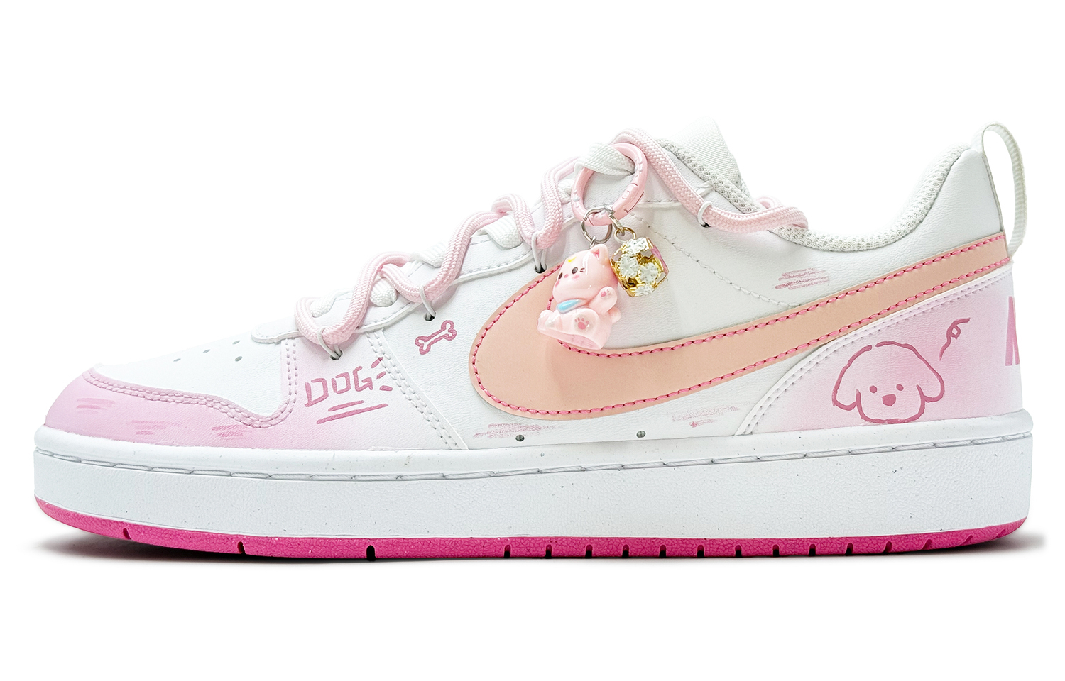 

Nike Court borough heartbeat puppy нескользкие устойчивые к истиранию низкие кроссовки для скейтборда pink детские