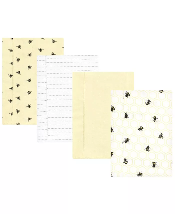 

Унисекс Gentle 4-Pack хлопково-полиэстер фланелевые слюнявчики для малышей Hudson Baby, желтый