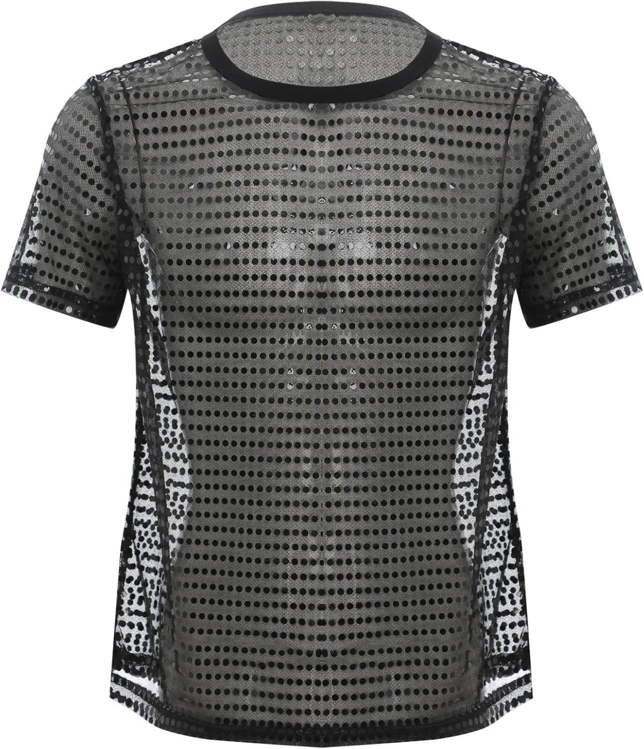 

Lejafay мужская футболка с пайетками, сетчатая, с круглым вырезом и короткими рукавами