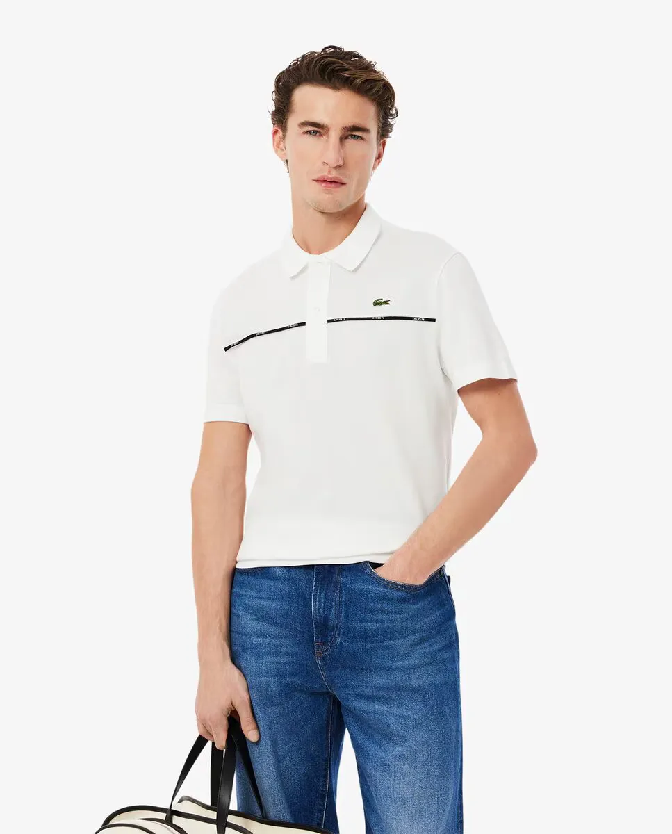 

Мужская рубашка-поло прямого кроя с отделкой логотипом Lacoste, белый