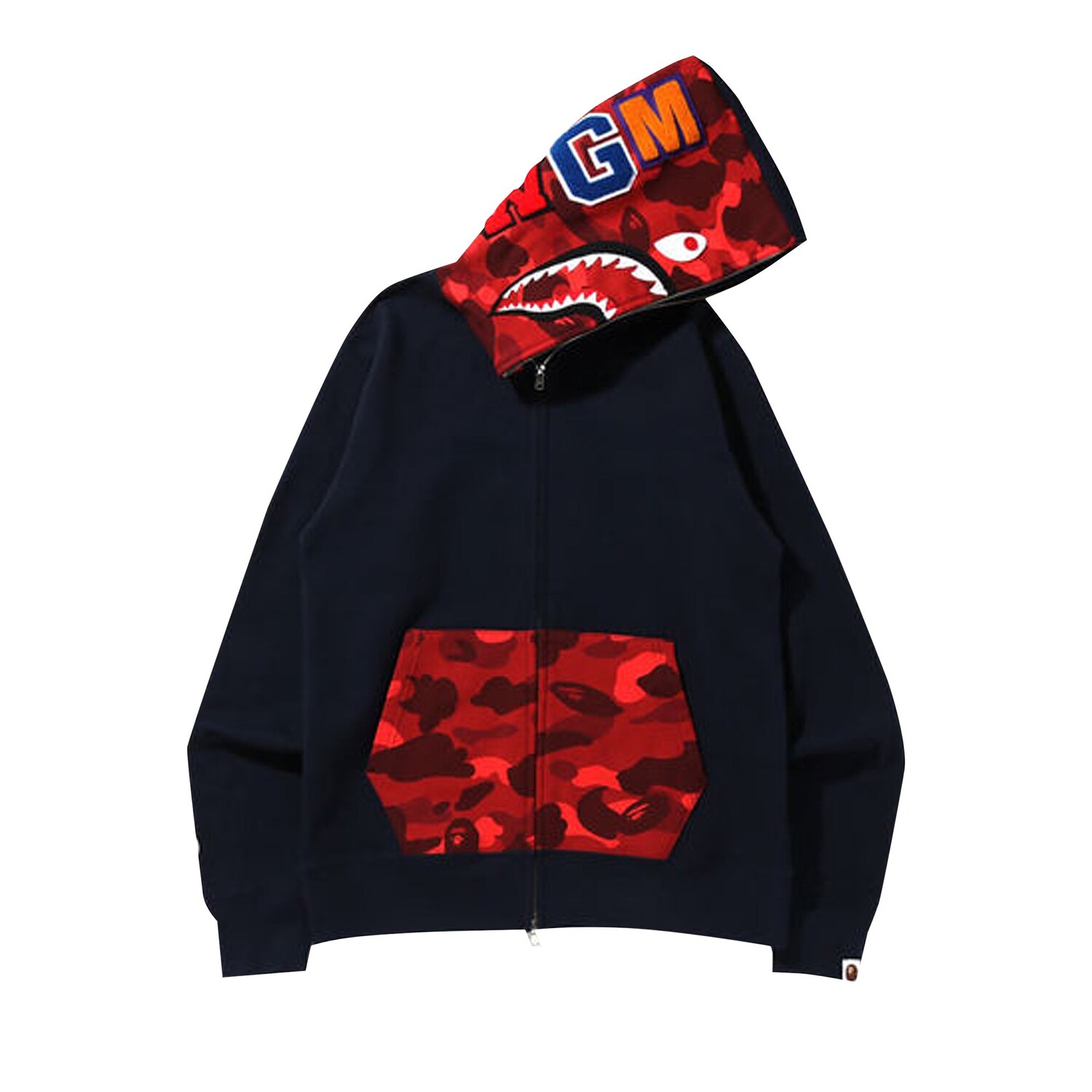 

BAPE Color Camo Shark Толстовка на молнии во всю длину, Темно-синий