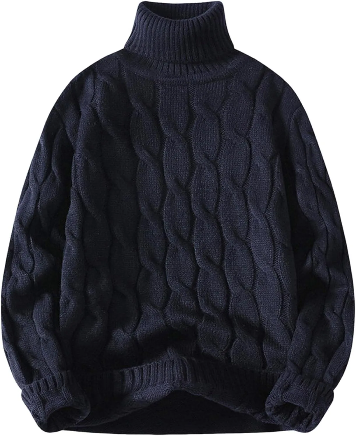 

Мужской водолазка с косой вязкой, утепленная, приталенная