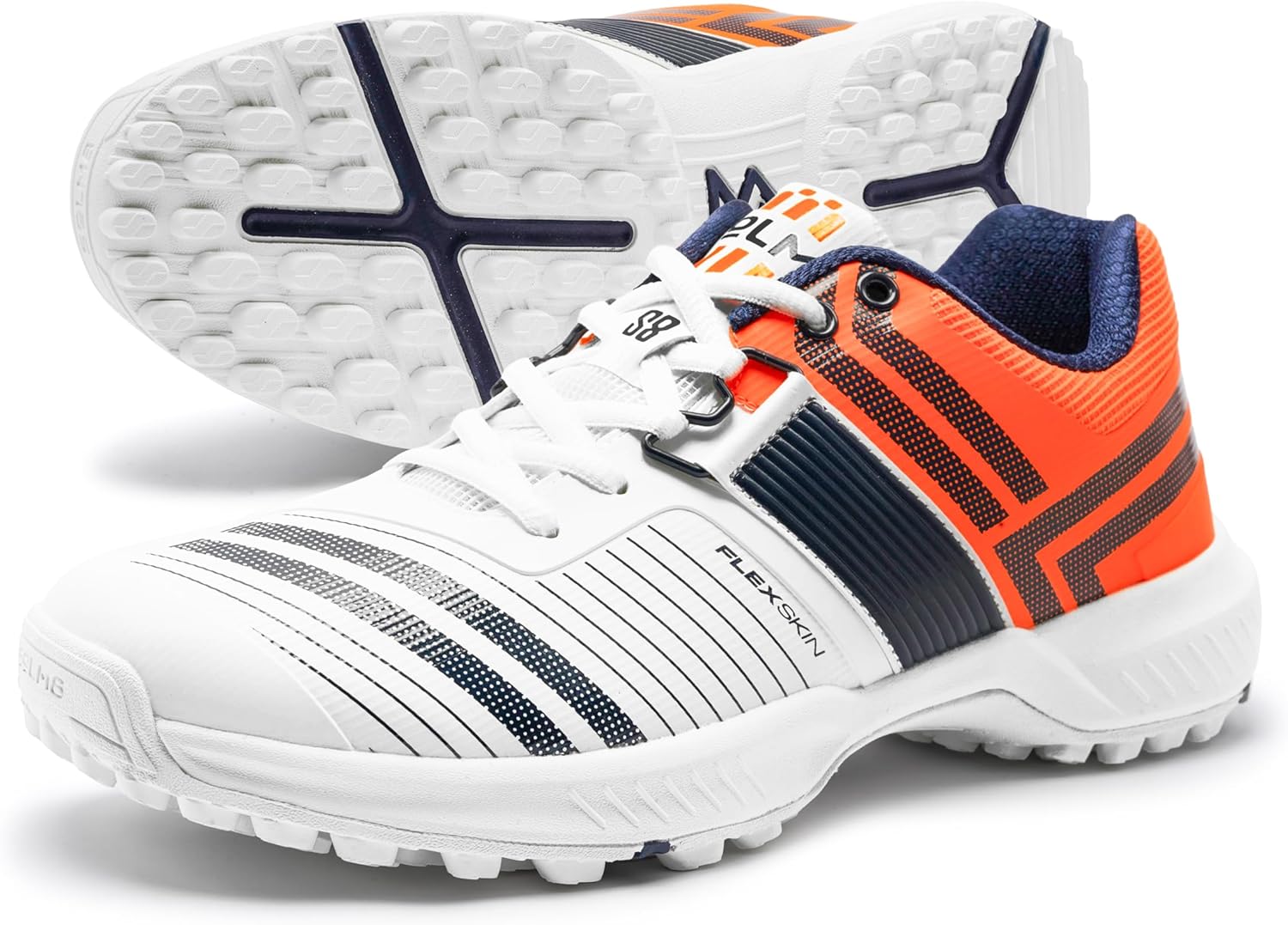 

Кроссовки для крикета SOLM8 S8 с резиновыми шипами - профессиональные бутсы для мужчин для игры на уличном газоне/траве, с широкой носочной частью, системой шнуровки Speed-Fit и новой гелевой амортизирующей стелькой, оранжевый