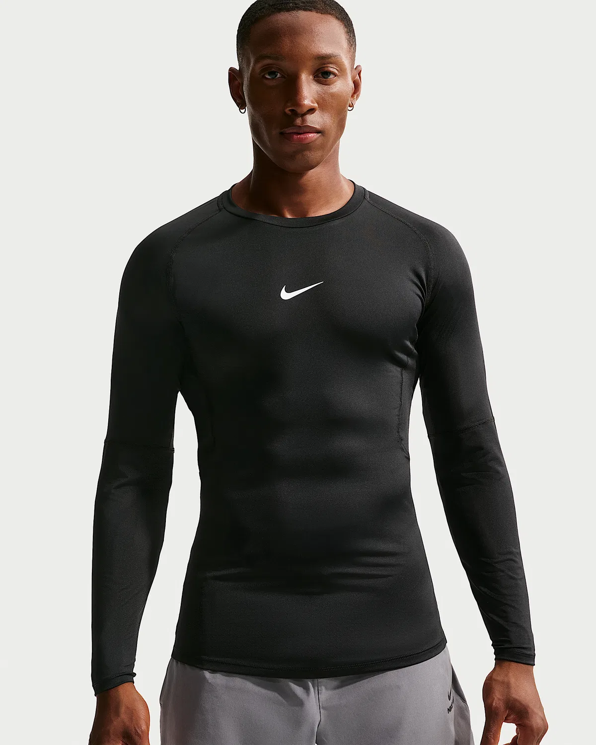 Мужская облегающая футболка с длинным рукавом Nike Pro Dri-FIT, Black/White