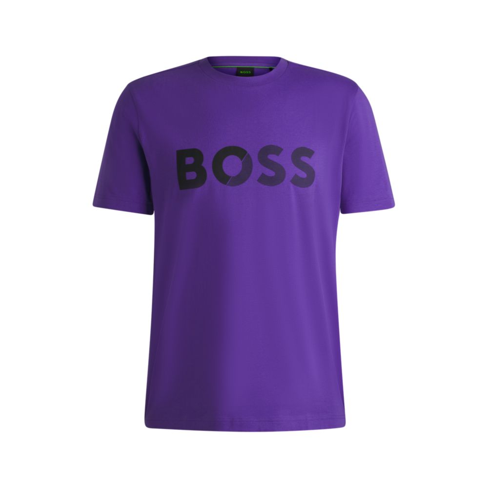 

Футболка из хлопкового джерси с большим логотипом BOSS, темно-фиолетовый