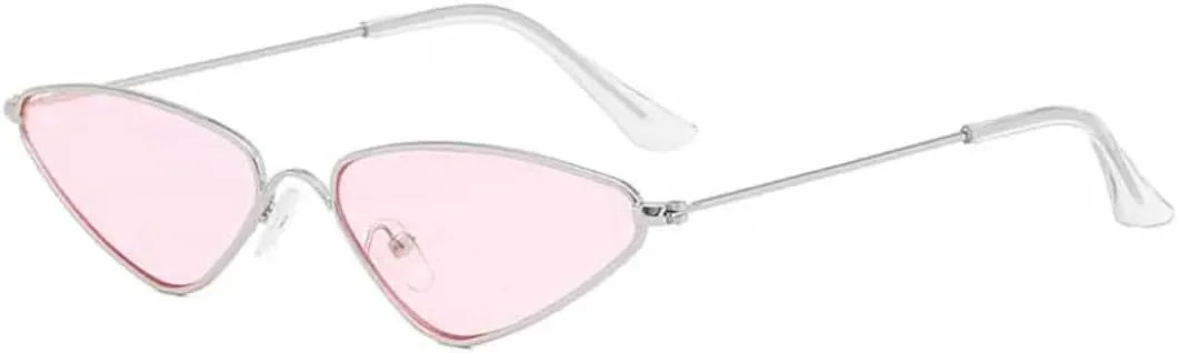 

Маленькие солнцезащитные очки в треугольной металлической оправе для женщин, винтажный стиль, модные, качественные, защита от УФ-излучения UV400 TKKTLLT, Silver Pink