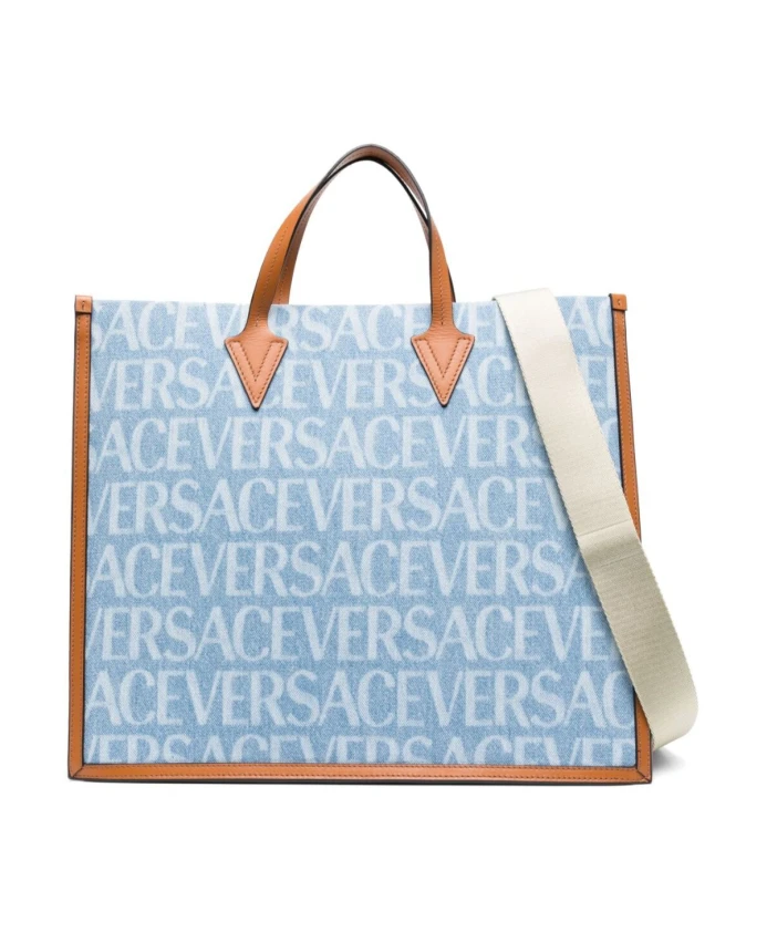 

Сумка тоут с логотипом Versace, синий