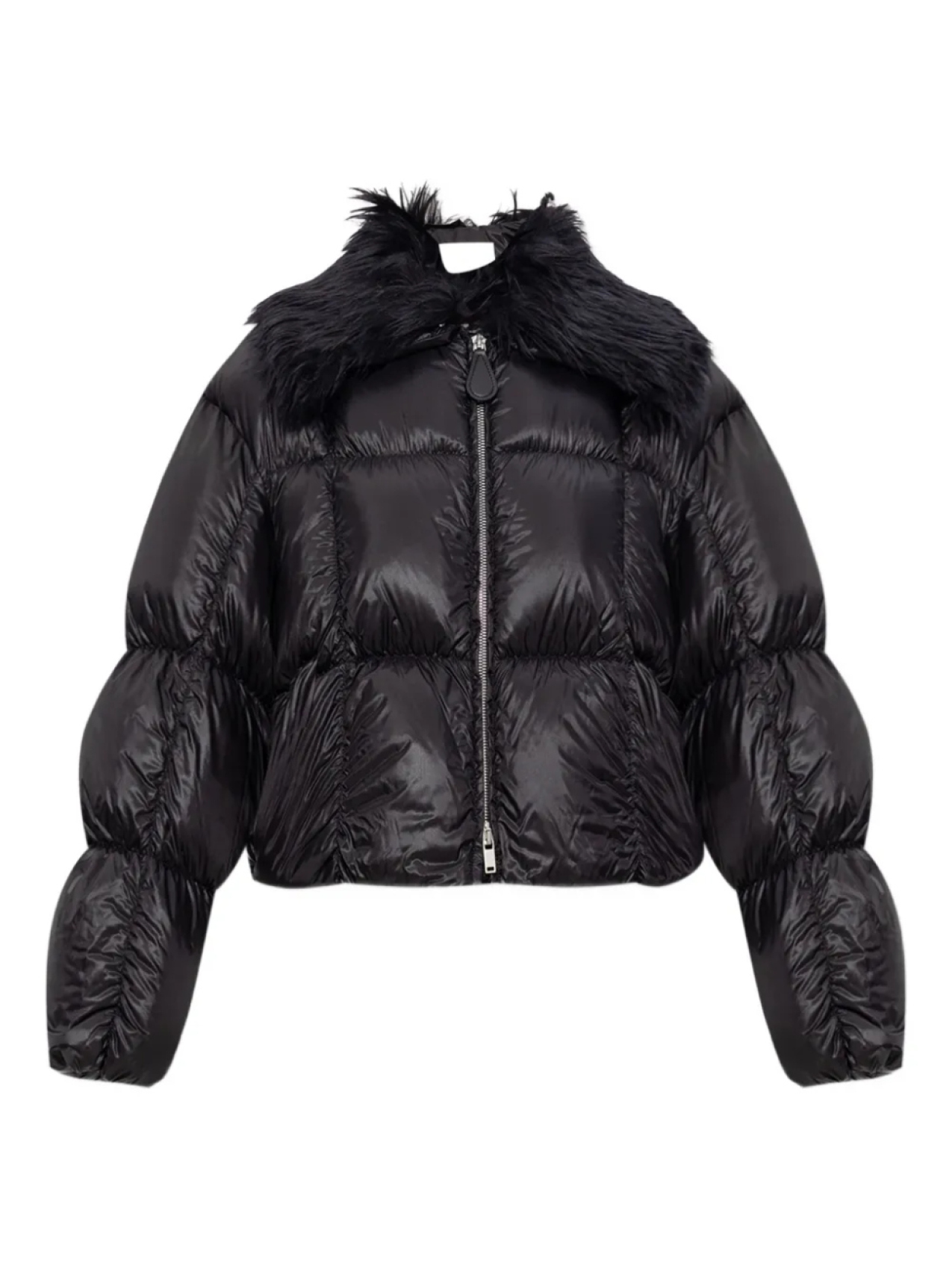

Стеганая куртка Jil Sander с воротником из искусственного меха, черный