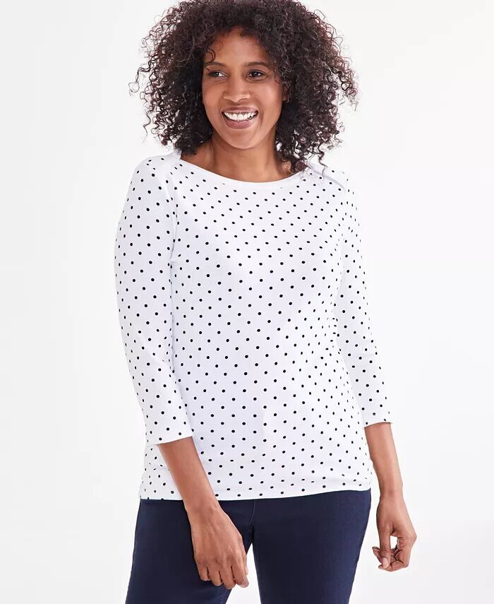 

Трикотажный топ Petite Dot Pima Style & Co, мультиколор