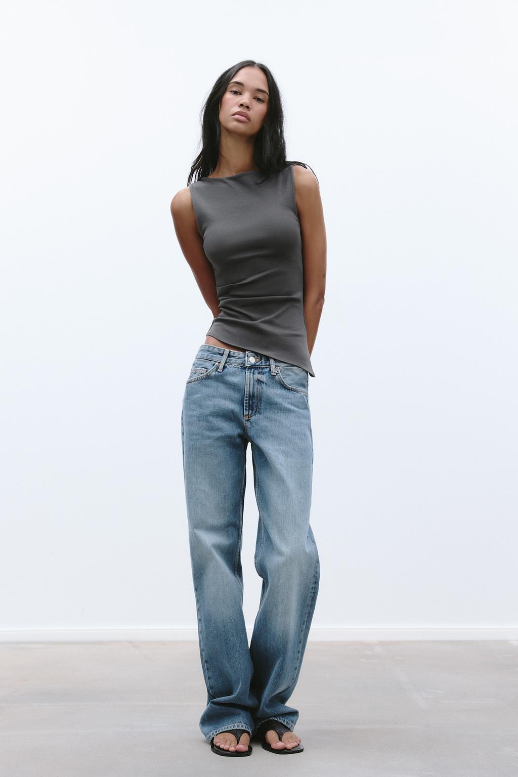 

Асимметричная футболка с драпировкой ZARA, цвет Dark grey