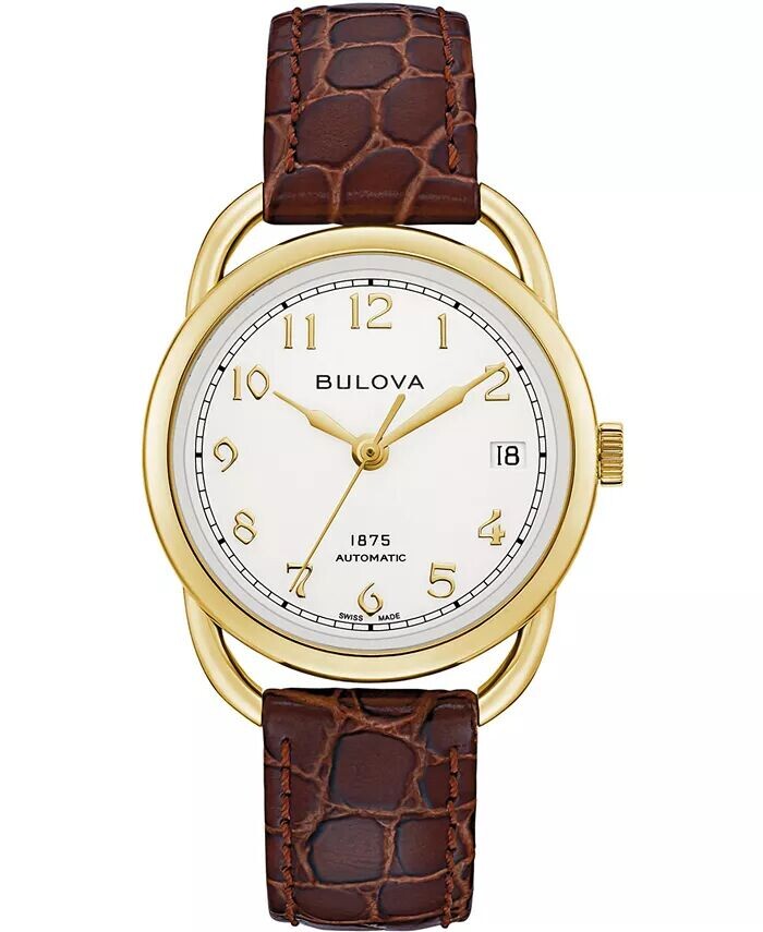 

LIMITED EDITION Женские швейцарские автоматические часы Joseph Bulova с коричневым кожаным ремешком, 34,5 мм