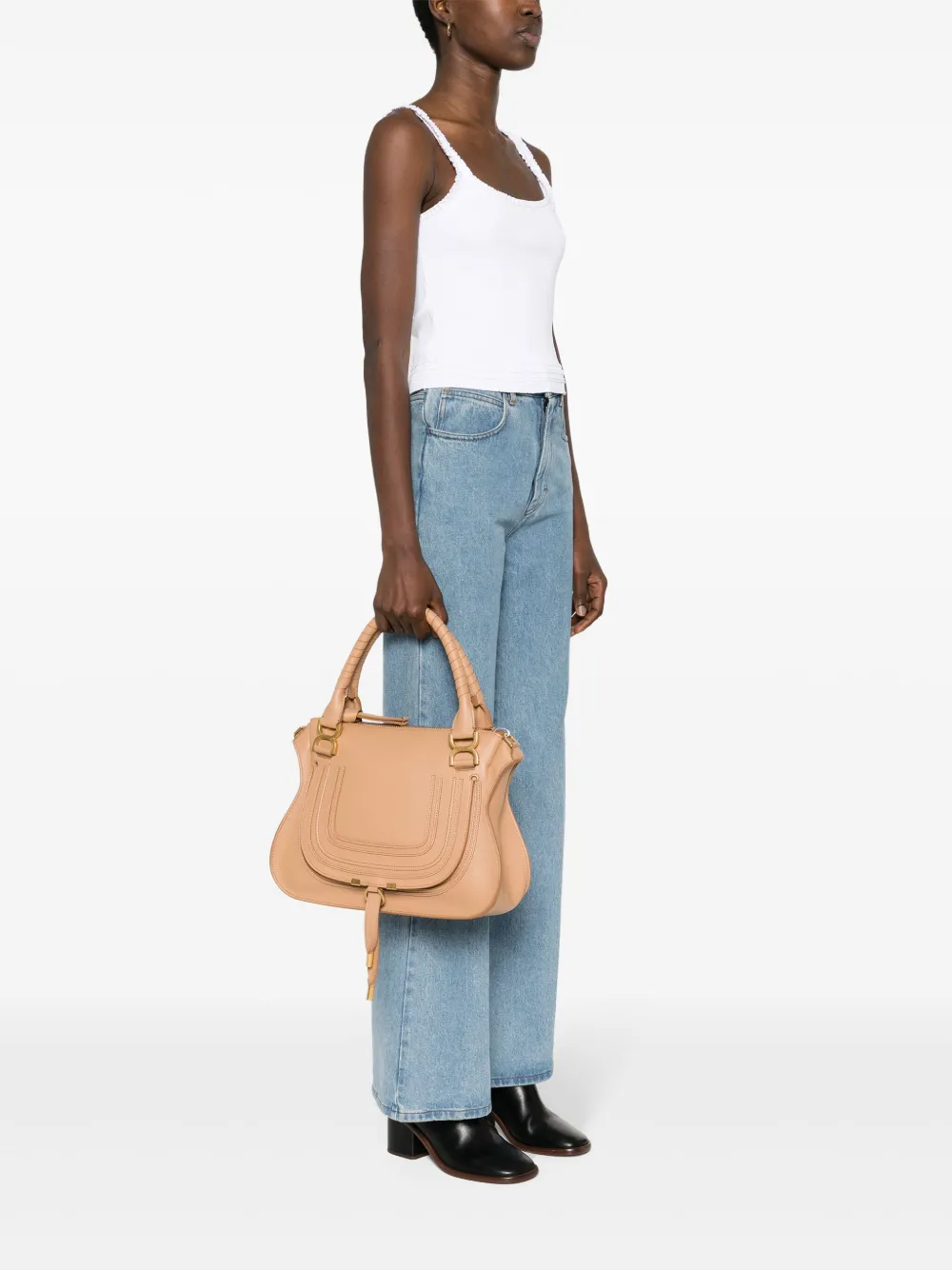 Сумка-тоут Marcie Double Carry среднего размера CHLOÉ, нейтральный — фото 2