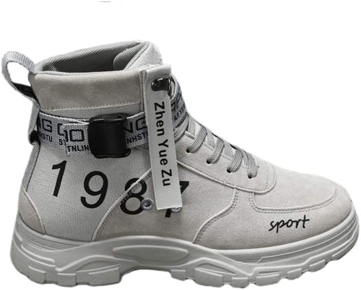 

Мужские спортивные ботинки с высоким верхом и круглым носком, Прочная подошва, Модный стиль, обеспечивающий комфорт в повседневной носке Hoalox, серый