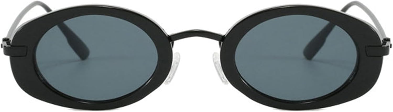 

Willochra Модные маленькие овальные солнцезащитные очки для женщин, винтажные, в стиле Y2K, хип-хоп, мужские, ретро, ​​панк, очки с защитой от УФ-излучения UV400, Black