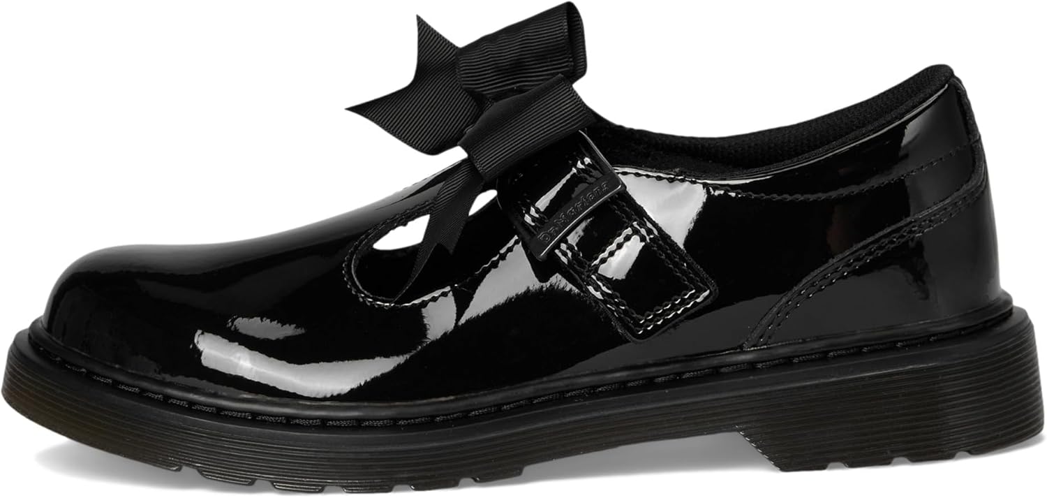 Dr. Martens Girl's Polley II Bow Y (Big Kid) Mary Jane Flat, Black — фото 4