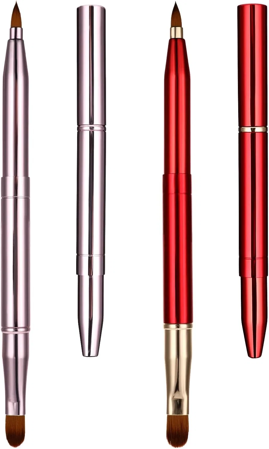 Набор кистей для губ retractable 2 шт. simarro, розовый+красный
