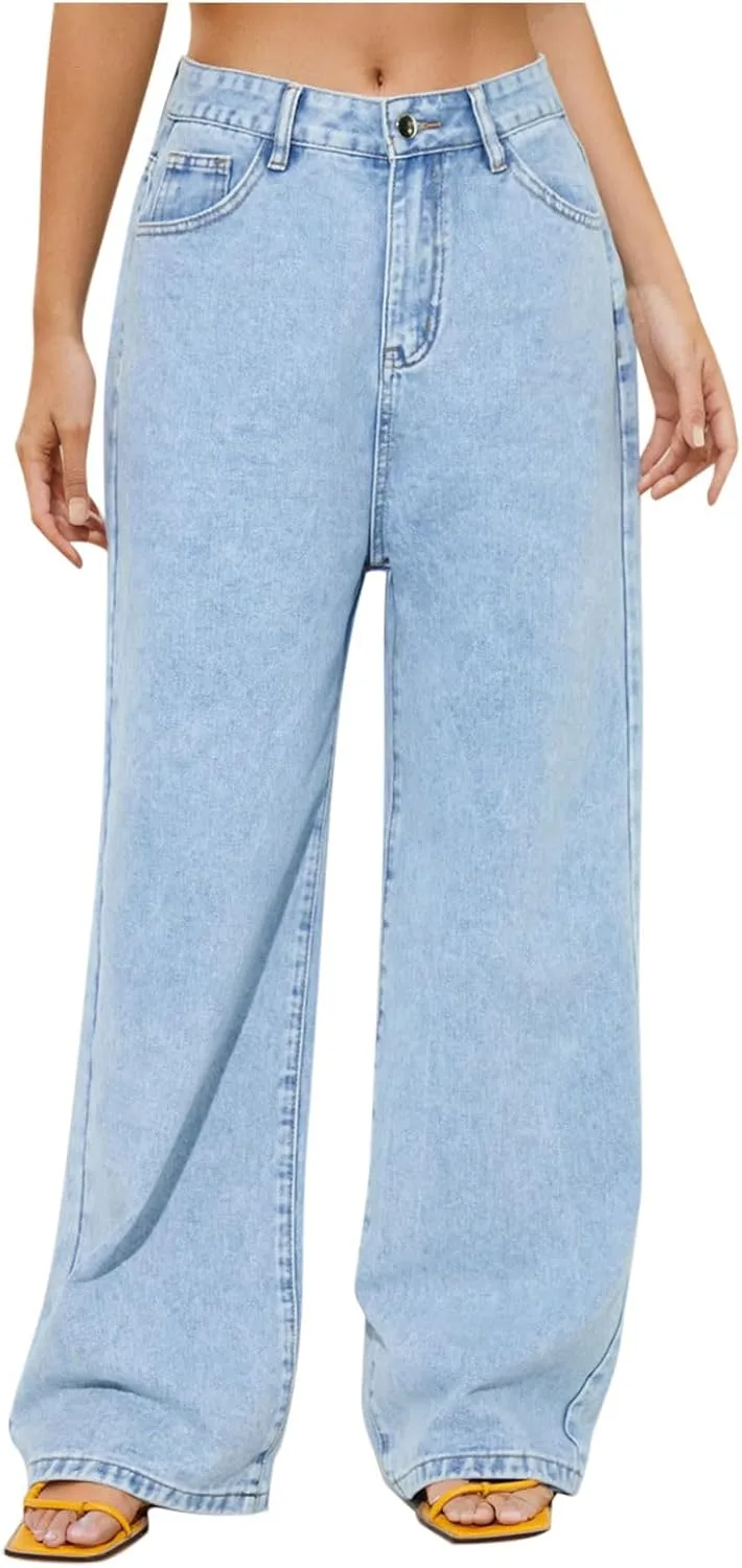 Женские джинсы Wide Leg High Waist Baggy Stretchy Denim