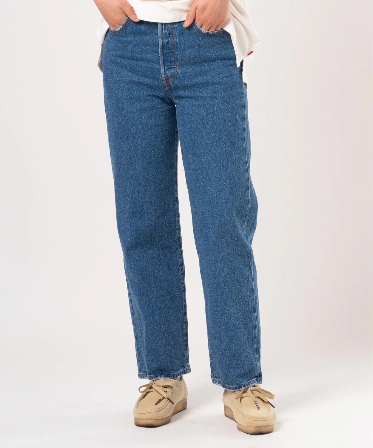 Джинсы прямые с высокой посадкой Levi's RIBCAGE STRAIGHT, деним, цвет индиго