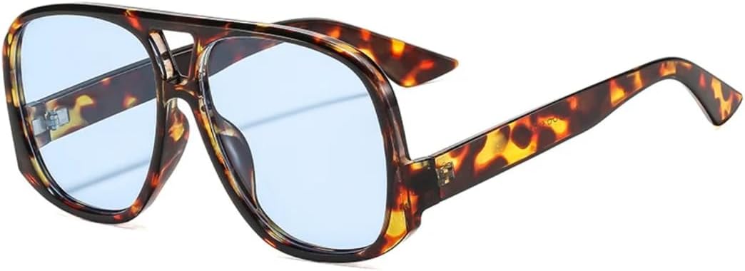 

Солнцезащитные очки с защитой UV400 | Двойные перемычки, конфетный леопардовый принт | для женщин и мужчин, для занятий спортом на открытом воздухе и вождения (черно-синие) LXLHWN, Leopard Blue