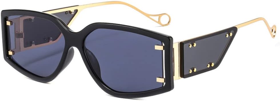 

Винтажные солнцезащитные очки в стиле стимпанк с маленькой оправой для мужчин и женщин, дорожные солнцезащитные очки с заклепками, защита от ультрафиолета UV400 LANGSER, Black Black