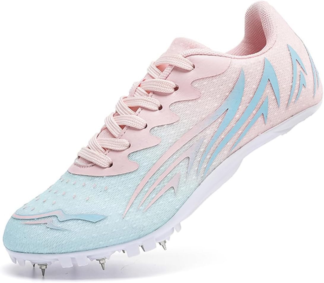

Мужские и женские спринтовые шиповки, легкие кроссовки с противоскользящей подошвой для бега и прыжков, дышащие спортивные кроссовки для легкой атлетики Donfaauk, розовый