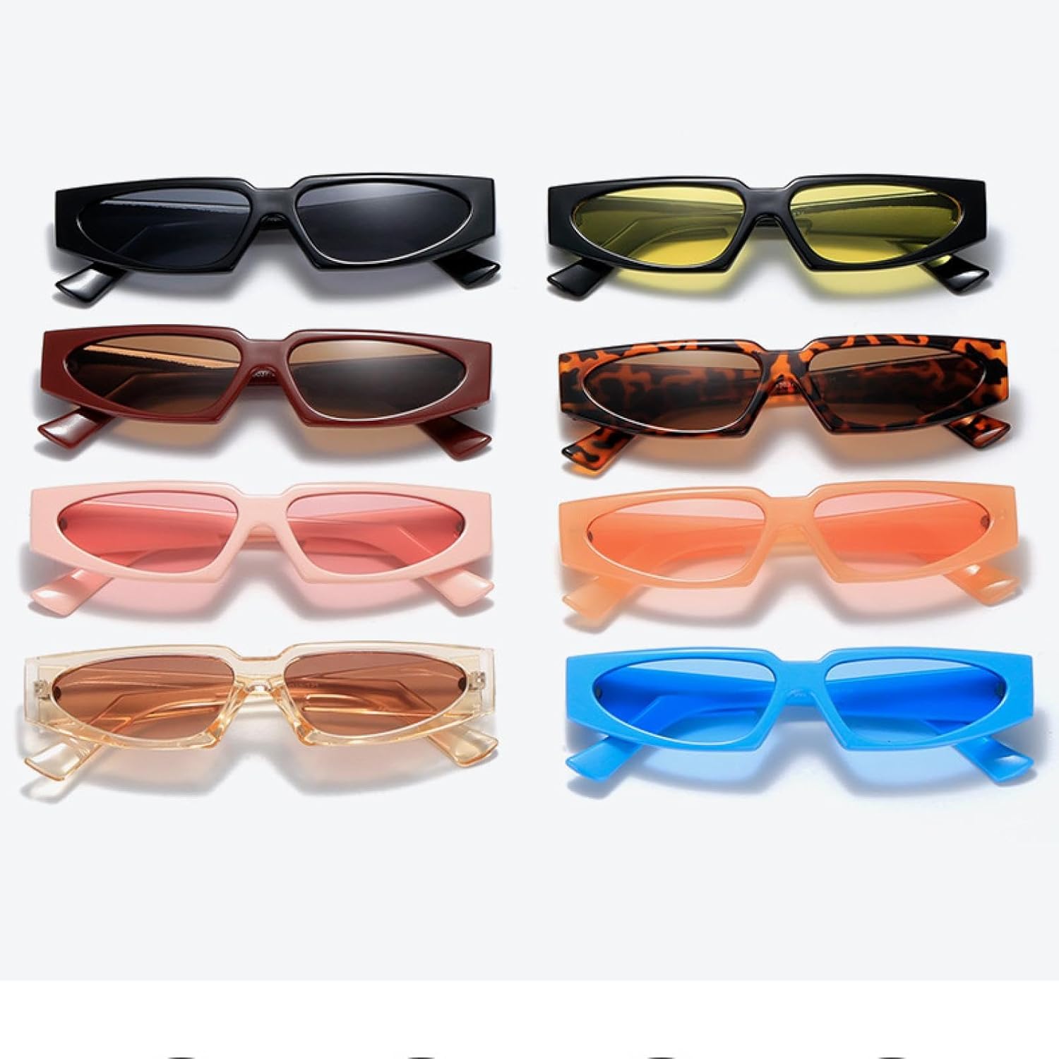 

Солнцезащитные очки в форме «кошачий глаз» с узкой треугольной оправой, классический, простой дизайн, конфетные цвета, защита от УФ-излучения UV400 TKKTLLT, Black Yellow