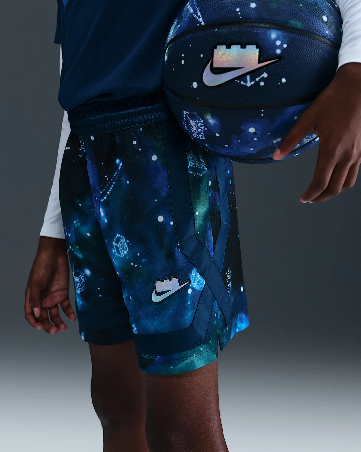Детские шорты Dri-FIT Crossover Nike x LEGO® Collection, Brave Blue/Brave Blue/Black — фото 2