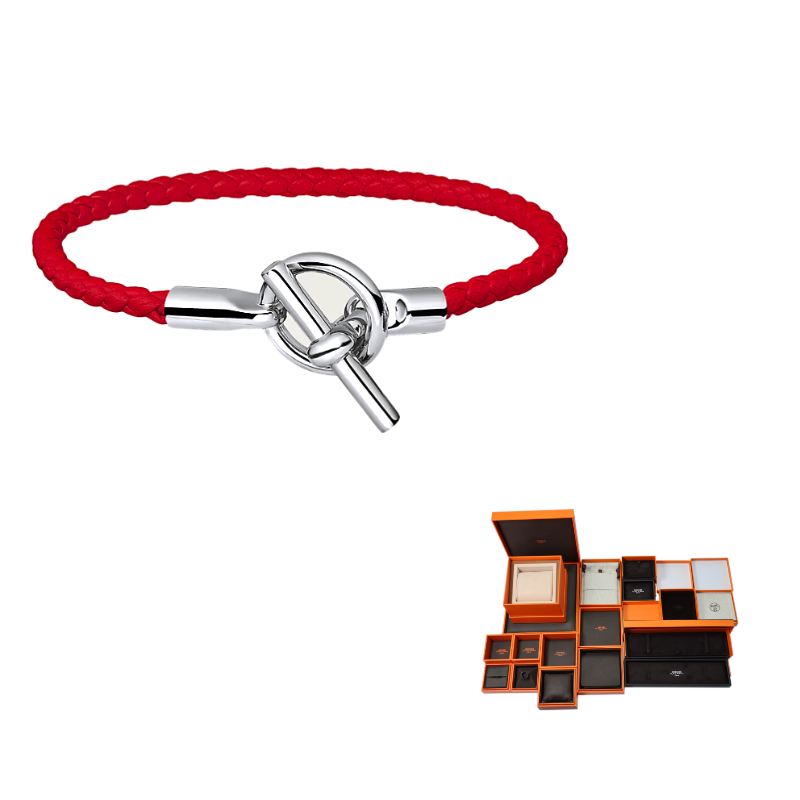 

HERMES Браслеты из телячьей кожи с палладиевым покрытием unisex красный