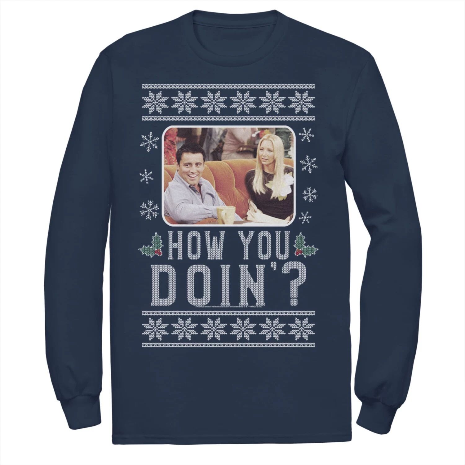 

Мужская футболка Friends Christma Joey & Phoebe How You Doin' Ugly Sweater Licensed Character