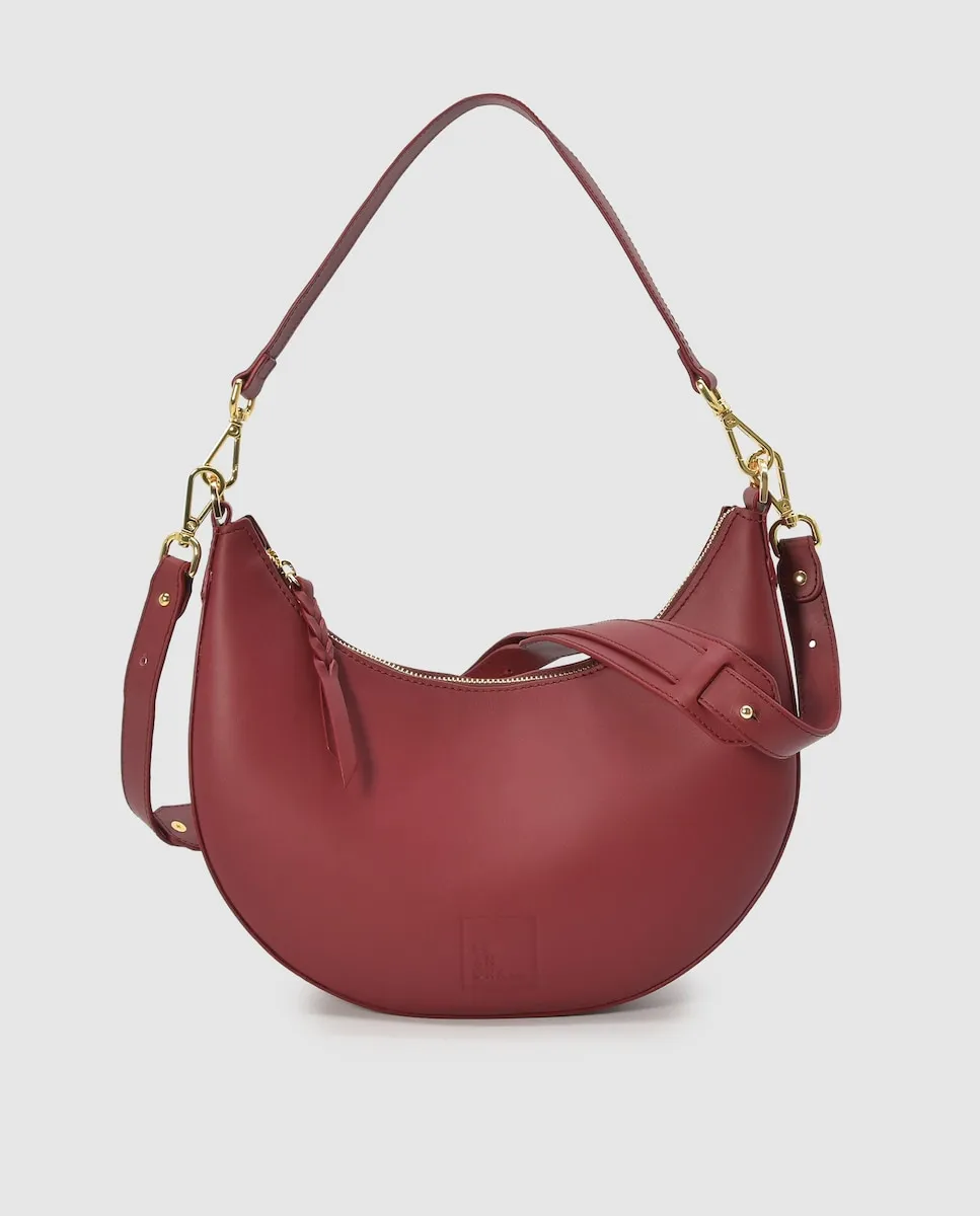 

Бордовый кожаный трансформируемый плечевой рюкзак Leandra