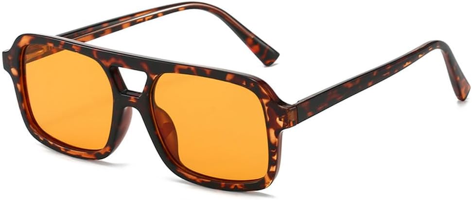 

Ретро-солнцезащитные очки с двойной перемычкой для женщин, роскошные солнцезащитные очки, прозрачные, конфетные оттенки, защита от УФ-излучения UV400, модные солнцезащитные очки для мужчин generic, Leopard Orange