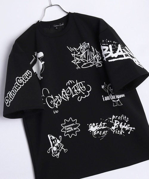 

Футболка с коротким рукавом, перфорированный принт граффити WESTSEA, черный