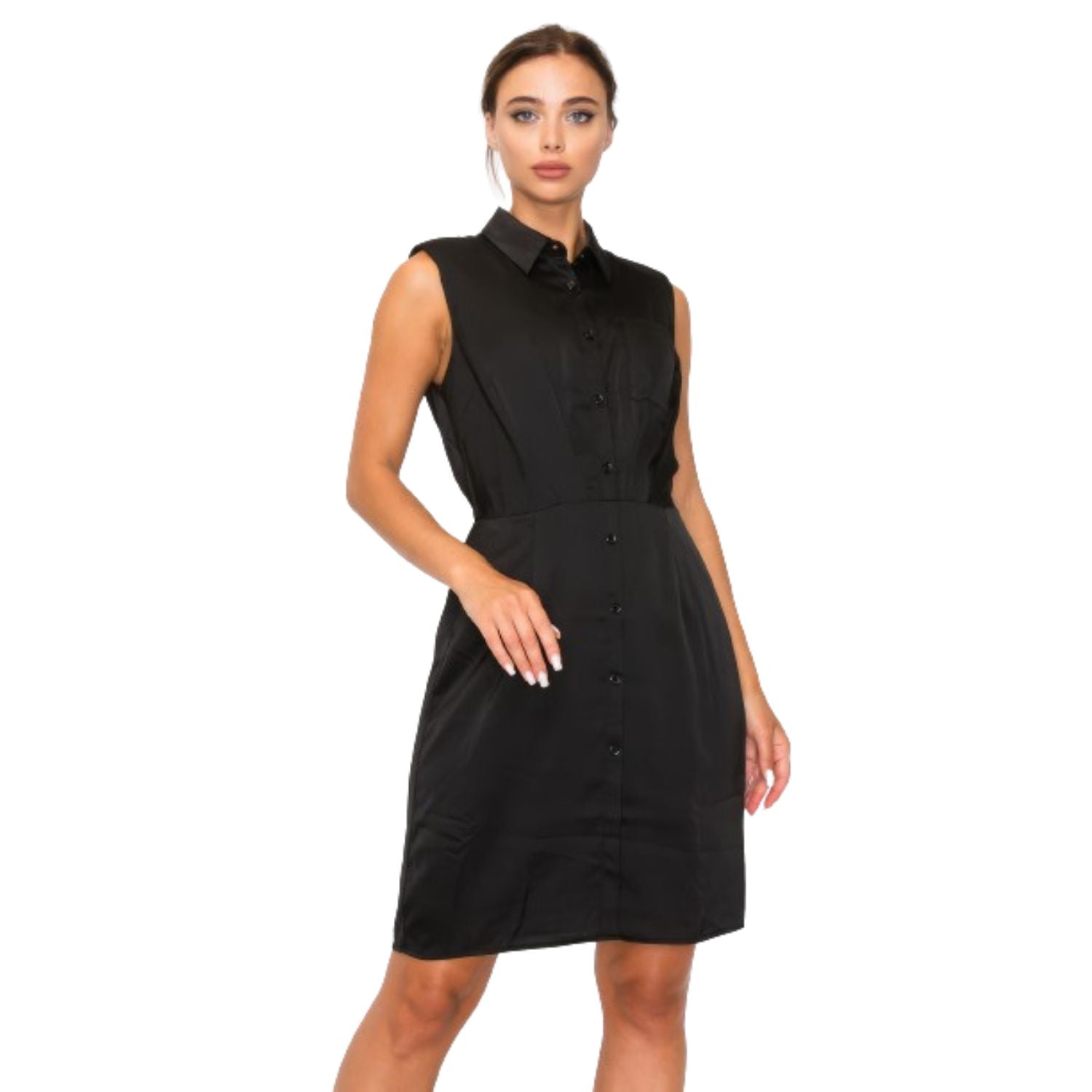 

Платье-рубашка с застежкой на пуговицы и складками FASHNZFAB, черный