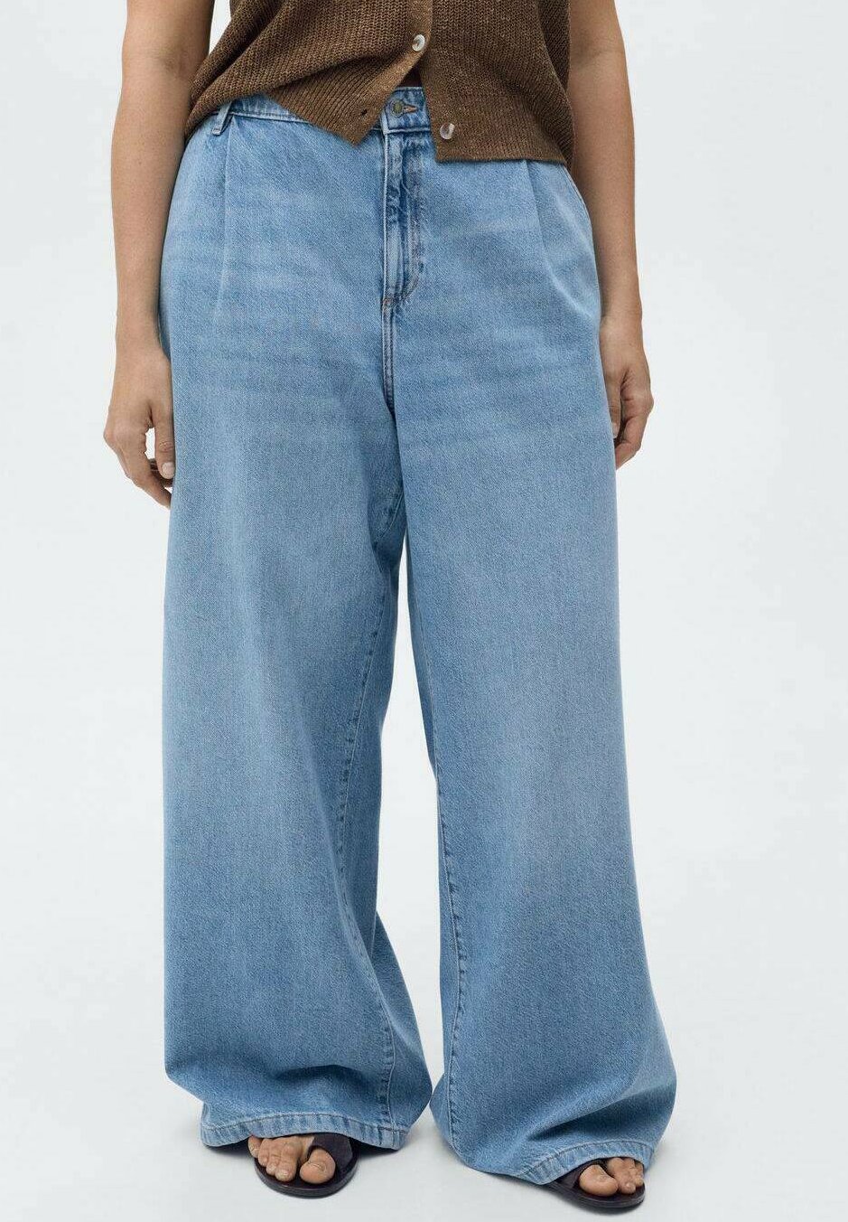 

Джинсы прямого кроя WIDELEG PLEATED Mango, синий