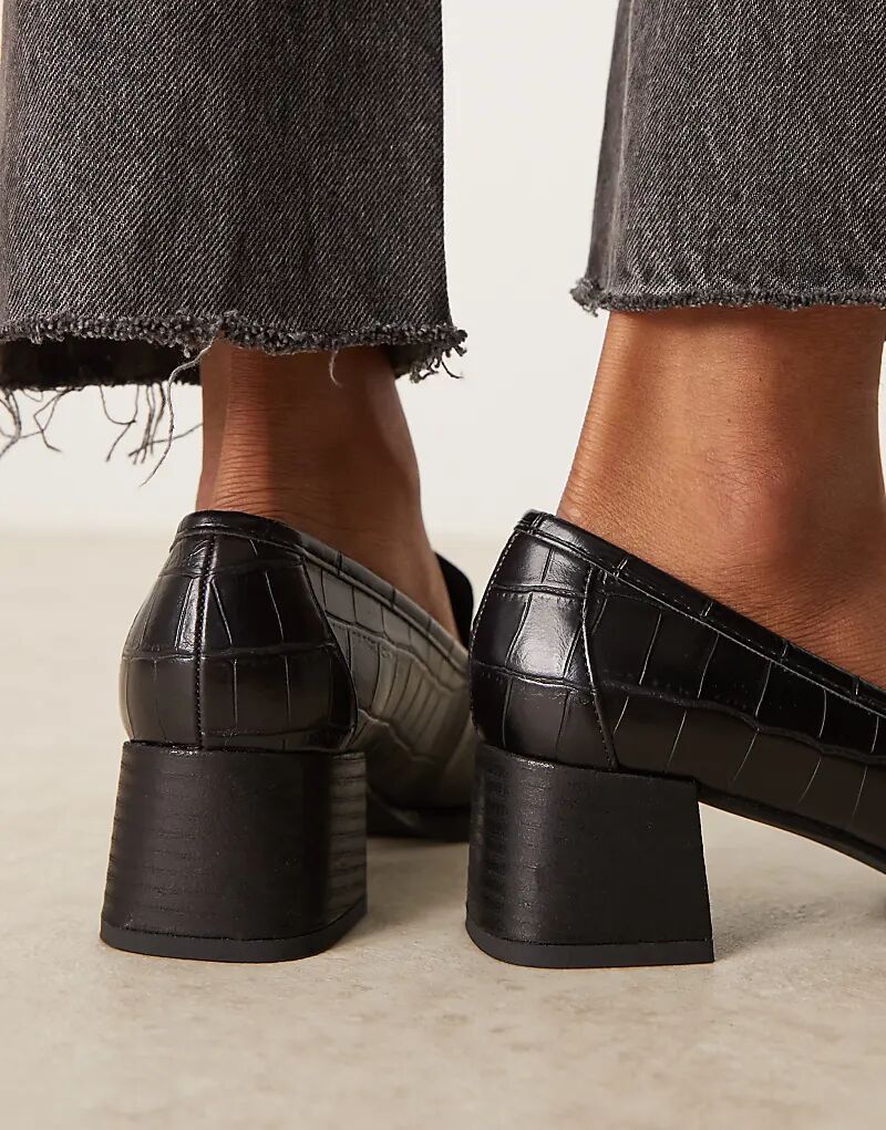 Лоферы Siren на среднем каблуке ASOS DESIGN с чёрным крокодиловым принтом — фото 3