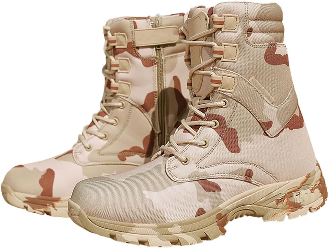 

Мужские легкие тактические боевые ботинки Adornosbt с боковой молнией и противоскользящей подошвой, бежевый